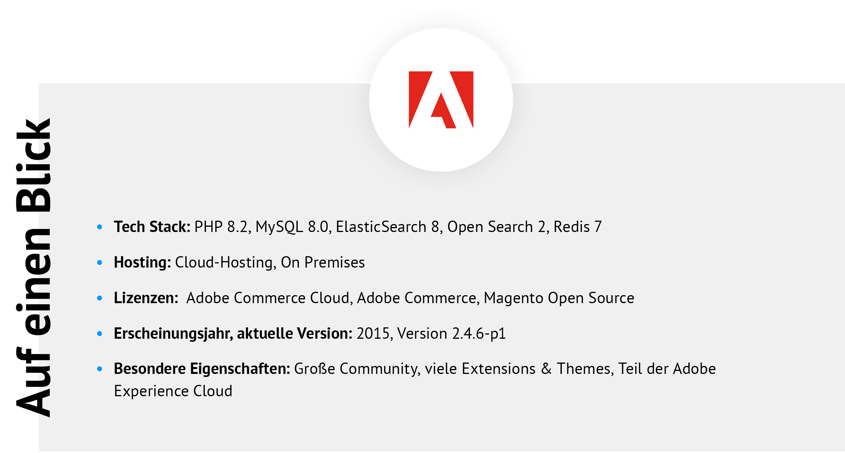 Auf einen Blick: Adobe Commerce – Übersichtstabelle