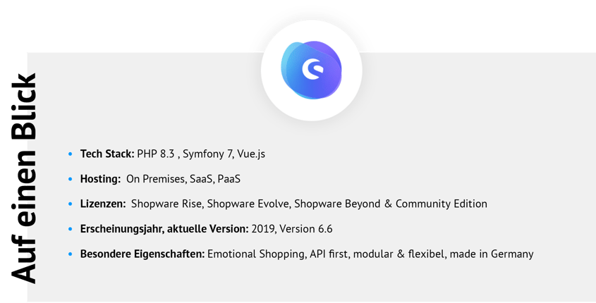 Auf einen Blick: Shopware – Übersichtstabelle