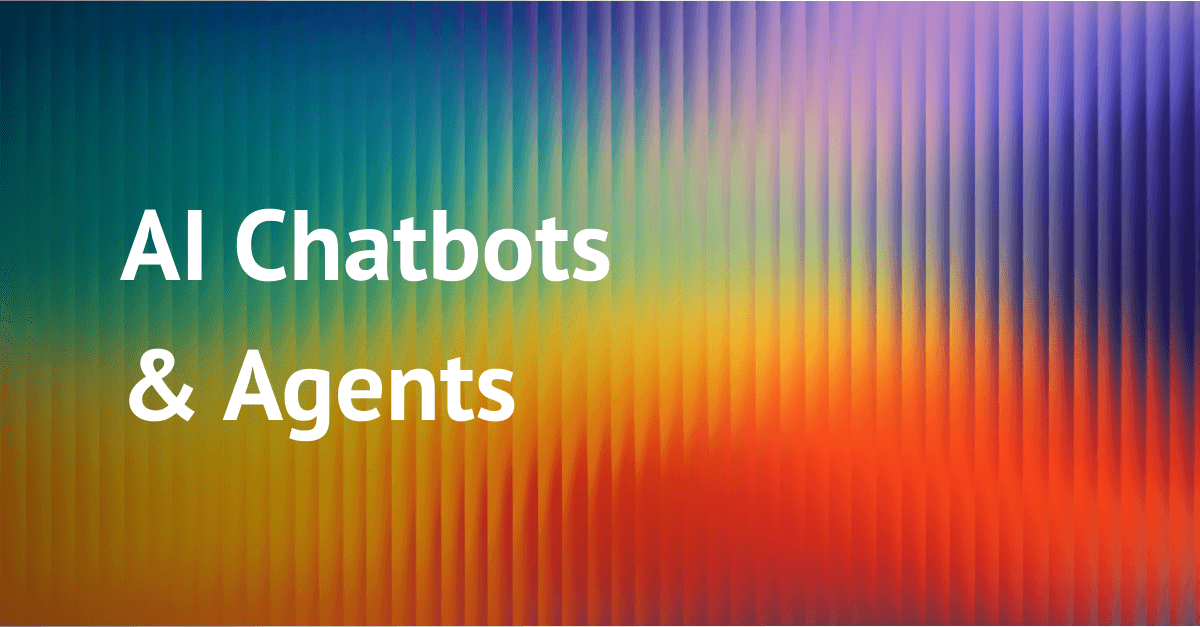 Text AI Chatbots & Agents auf buntem Hintergrund