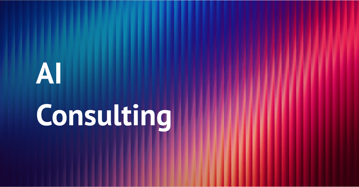Text AI Consulting auf buntem Hintergrund