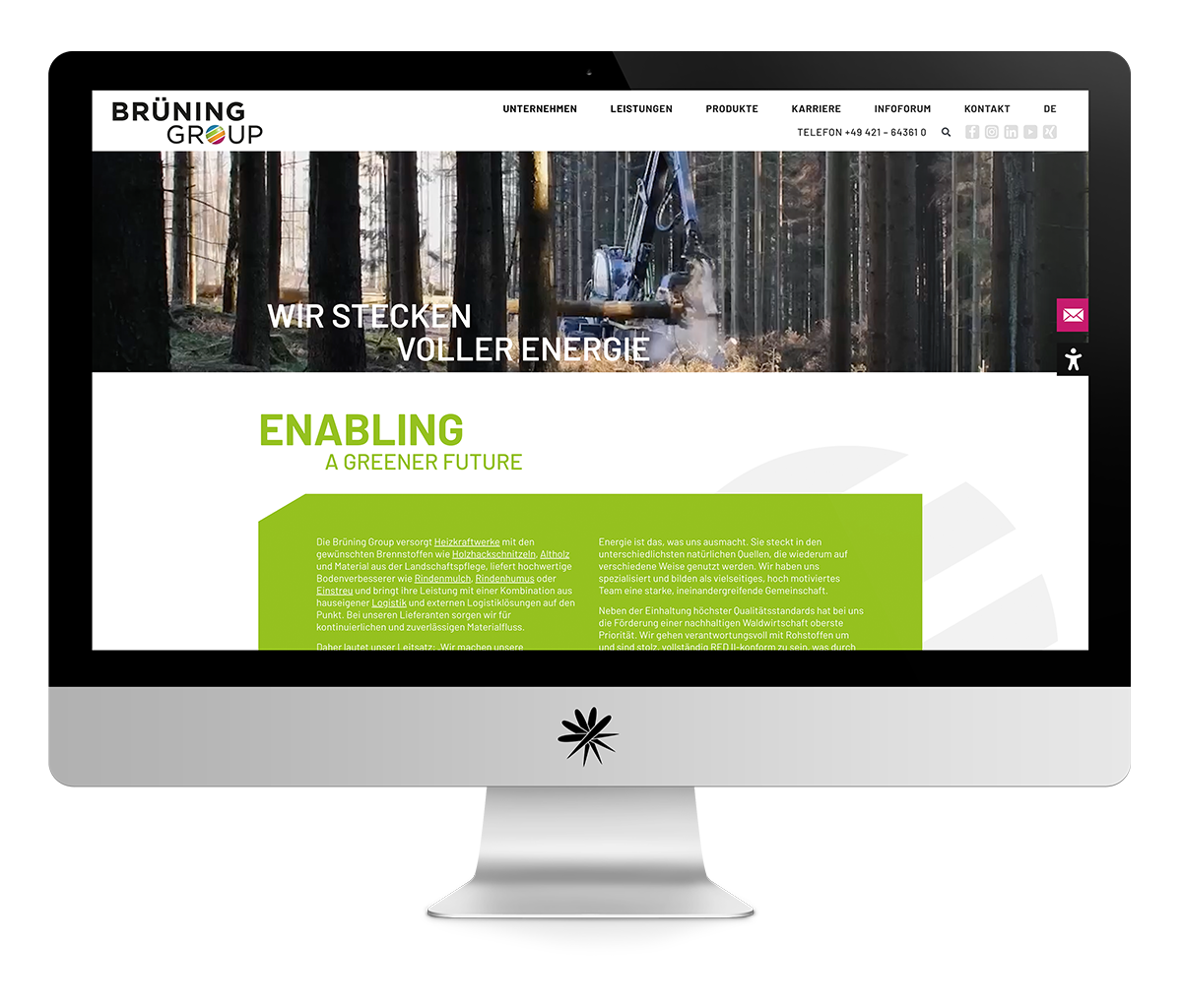 Mockup eines Monitors mit der Website der Referenz von basecom der Brüning Group Mockup eines Monitors mit der Website der Referenz von basecom der Brüning Group