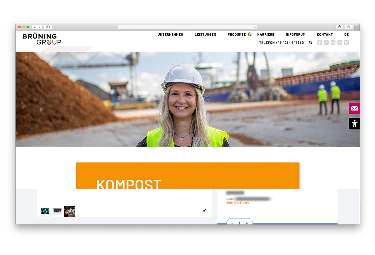 Screenshot der Referenz Brüning Group