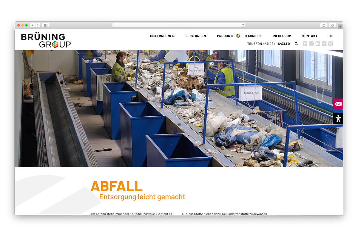 Screenshot der Referenz Brüning Group