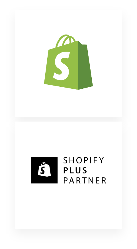 Shopify Logo und Shopify Plus Partner Badge
