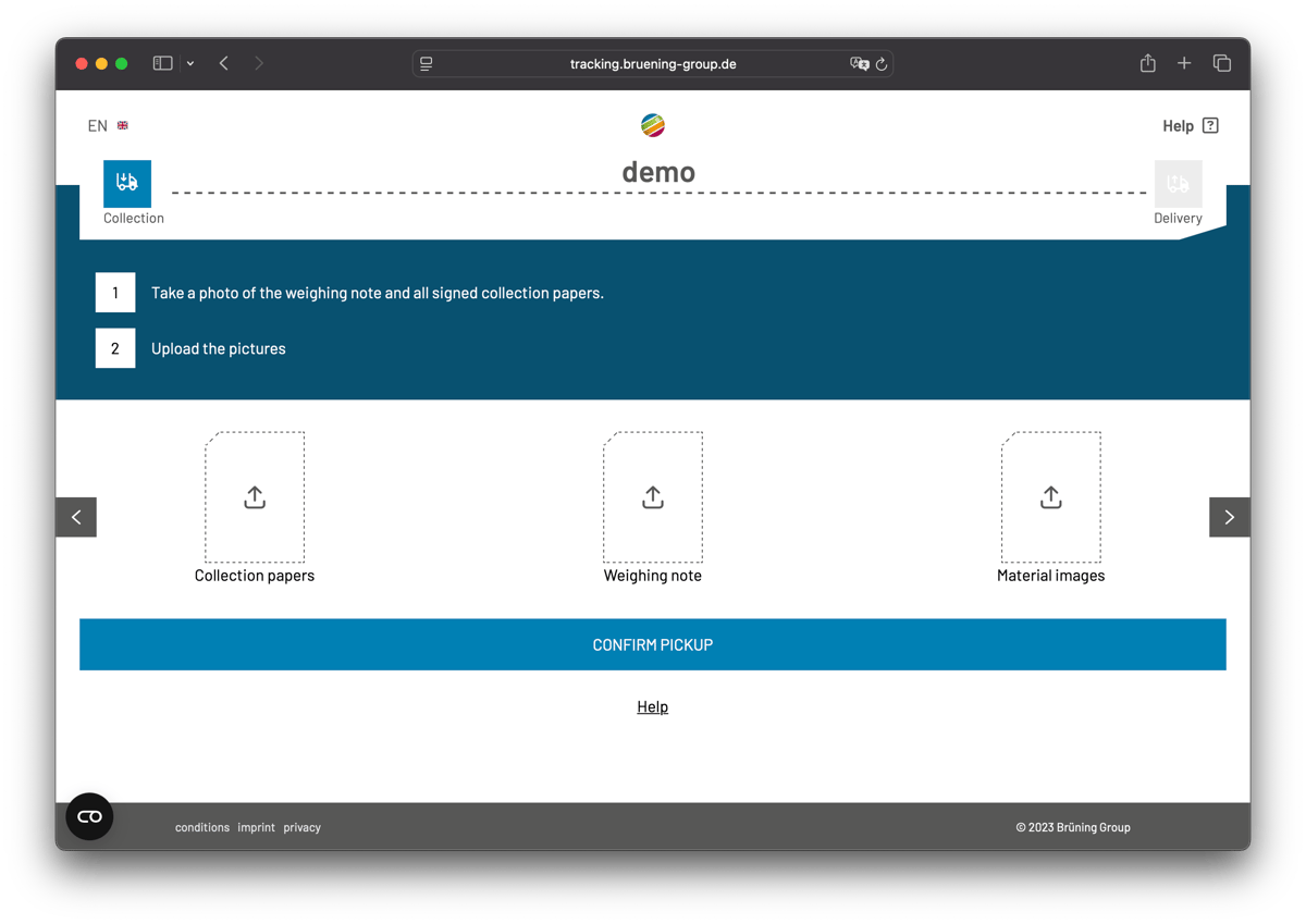 Screenshot des Partnerportals von Brüning