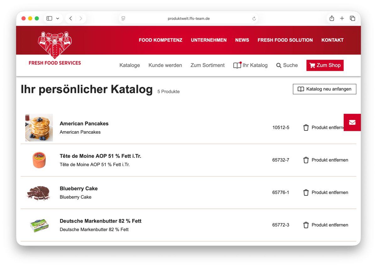 Screenshot FSS persönlicher Katalog