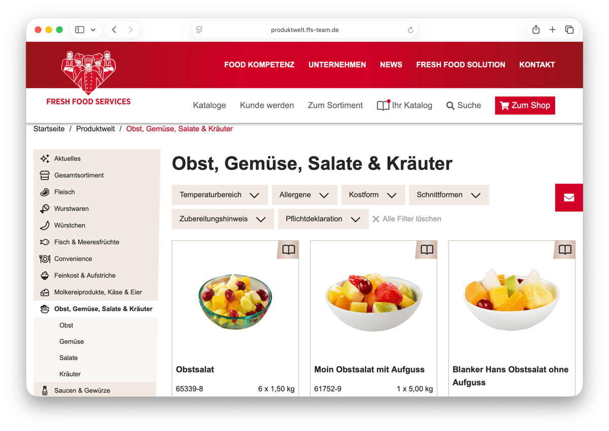 Screenshot FSS Sortiment Kategorie