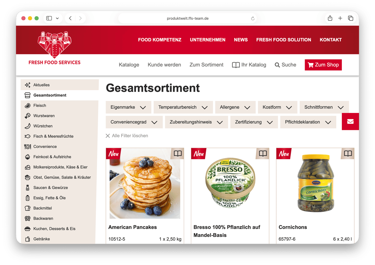Screenshot FSS Sortiment