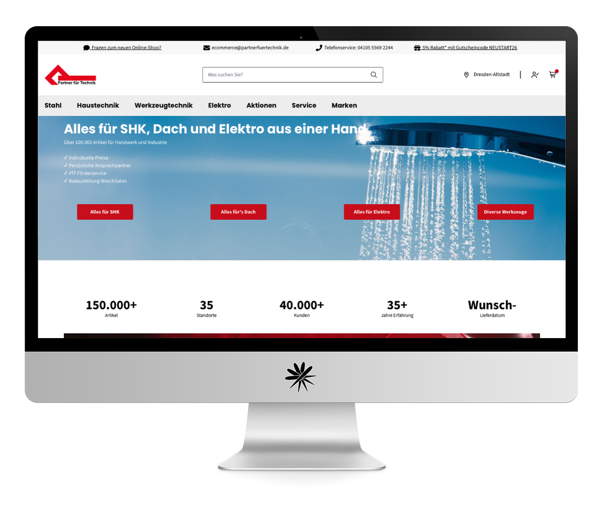 Mockup des Onlineshop Partner für Technik Mockup des Onlineshop Partner für Technik