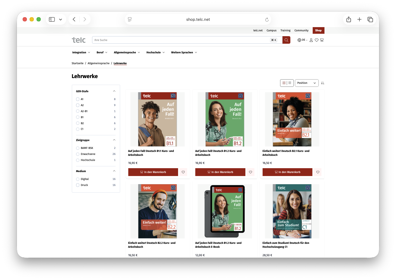 telc Screenshot Textbooks