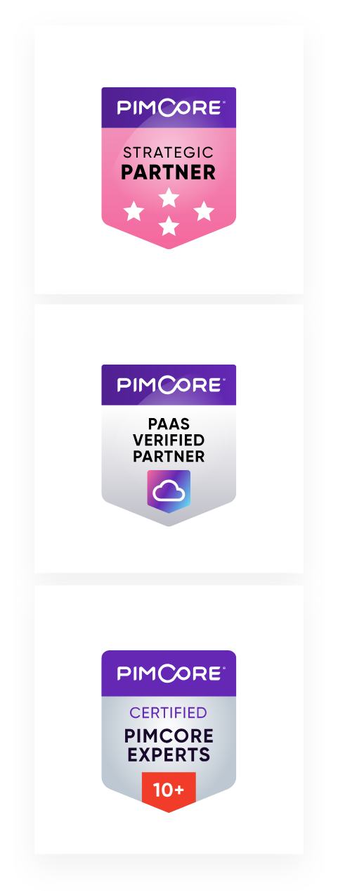 Pimcore „Strategic Partner“-Badge, ,PaaS Verified Partner''-Badge
