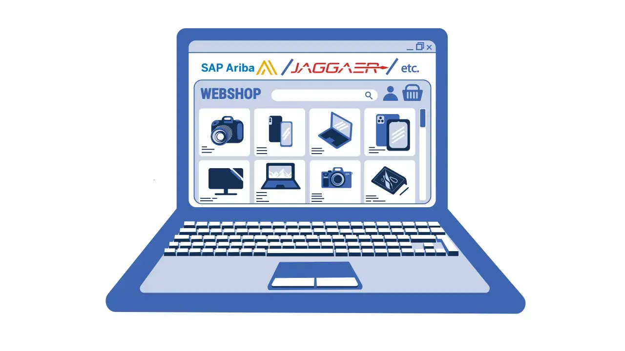 Illustration: Webshop-Oberfläche im PunchOut-Prozess mit vertrautem Look & Feel für Kund*innen Illustration: Webshop-Oberfläche im PunchOut-Prozess mit vertrautem Look & Feel für Kund*innen